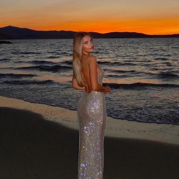 Meshki Jasmyn Hot Fix Dress in Nude, new - Picture 7 of 15